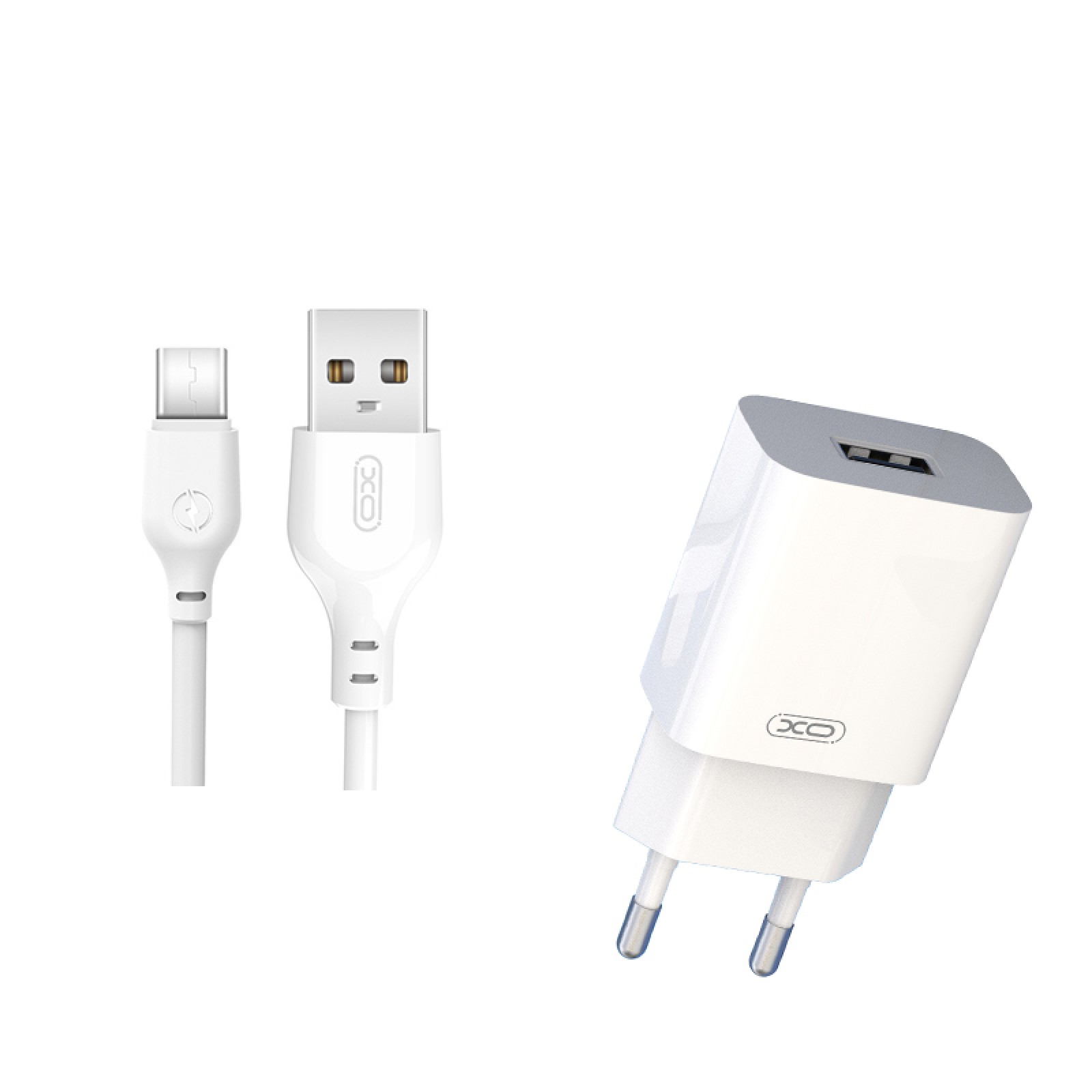 Мережевий зарядний пристрій XO L99 USB-A + кабель Type-C Білий