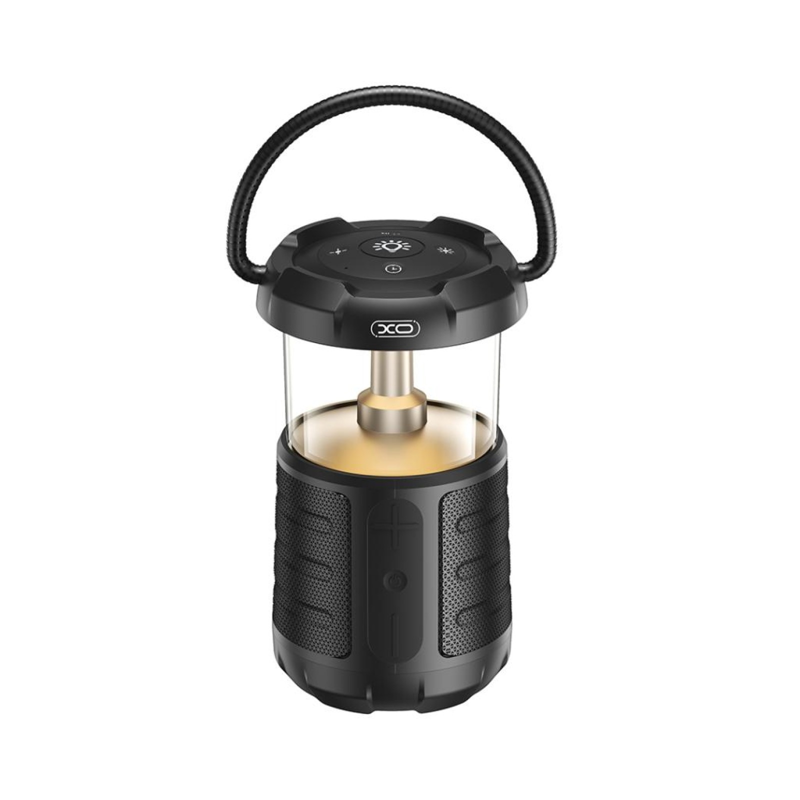 USB LED лампа світильник Зовнішній аудіопрожектор XO F49 з двома динаміками для кемпінгу Чорний