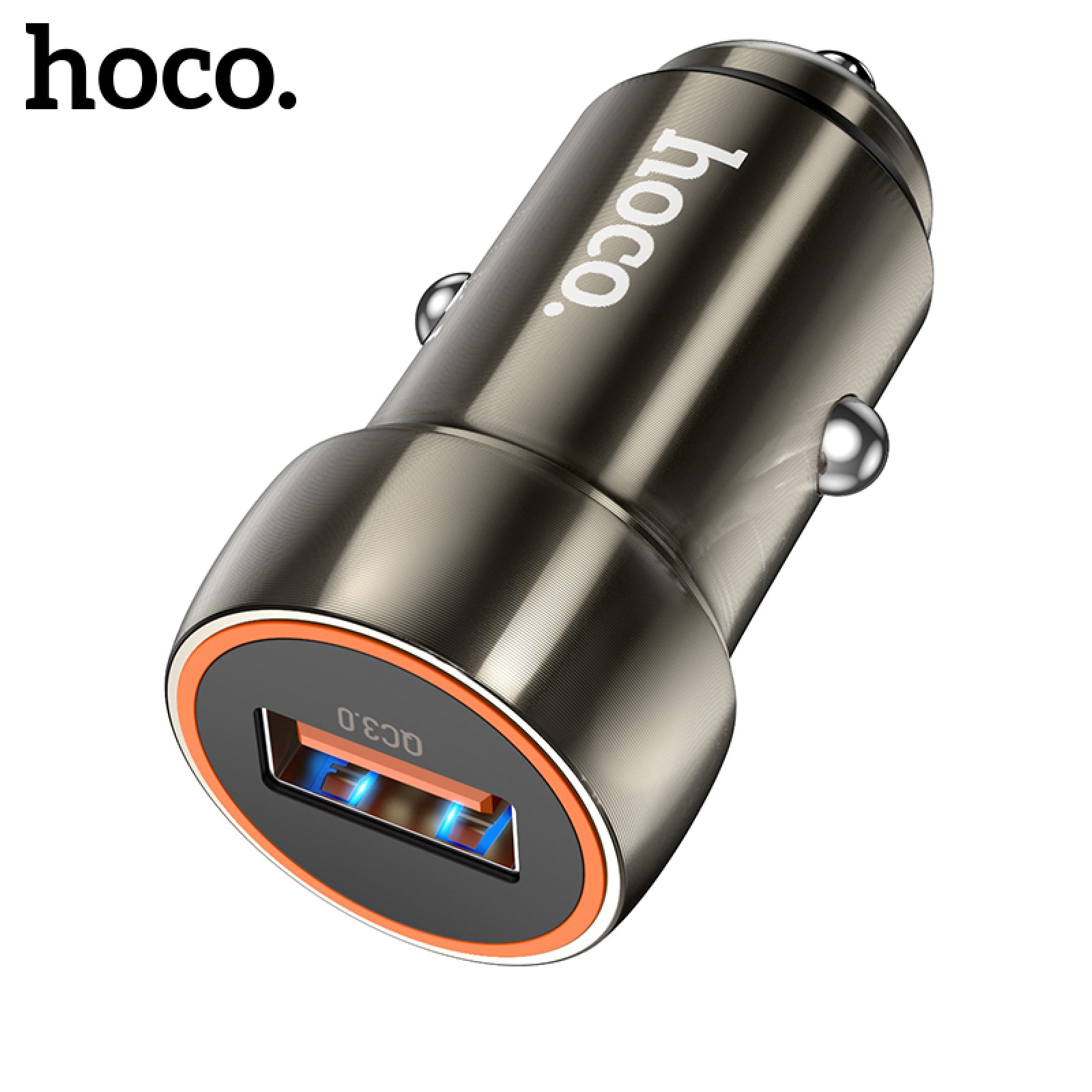 Автомобільна зарядка HOCO Z46 Blue shield 1 USB 18 Вт Сірий металік