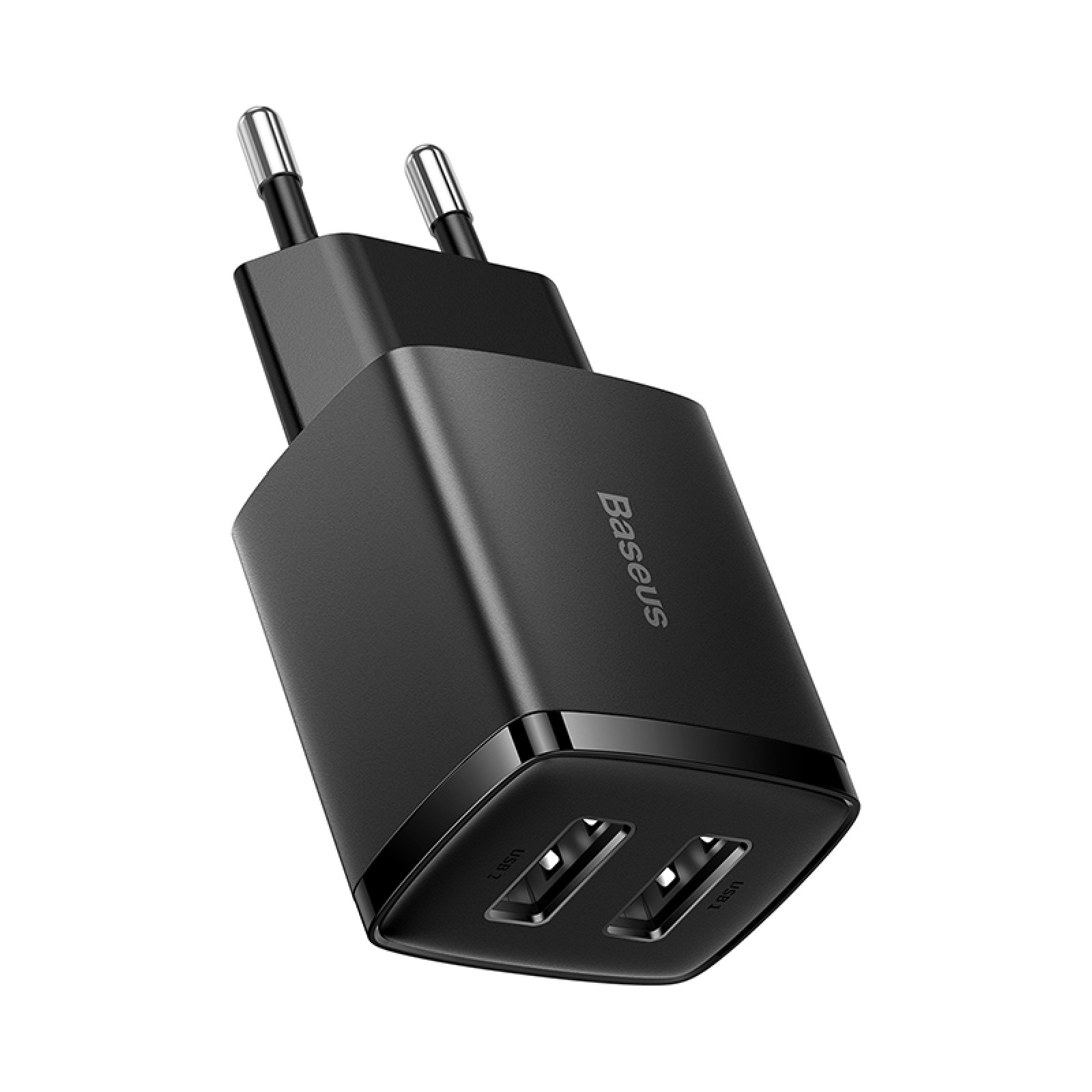 Мережевий зарядний пристрій Baseus Compact 2×USB-A 10 Вт Чорний