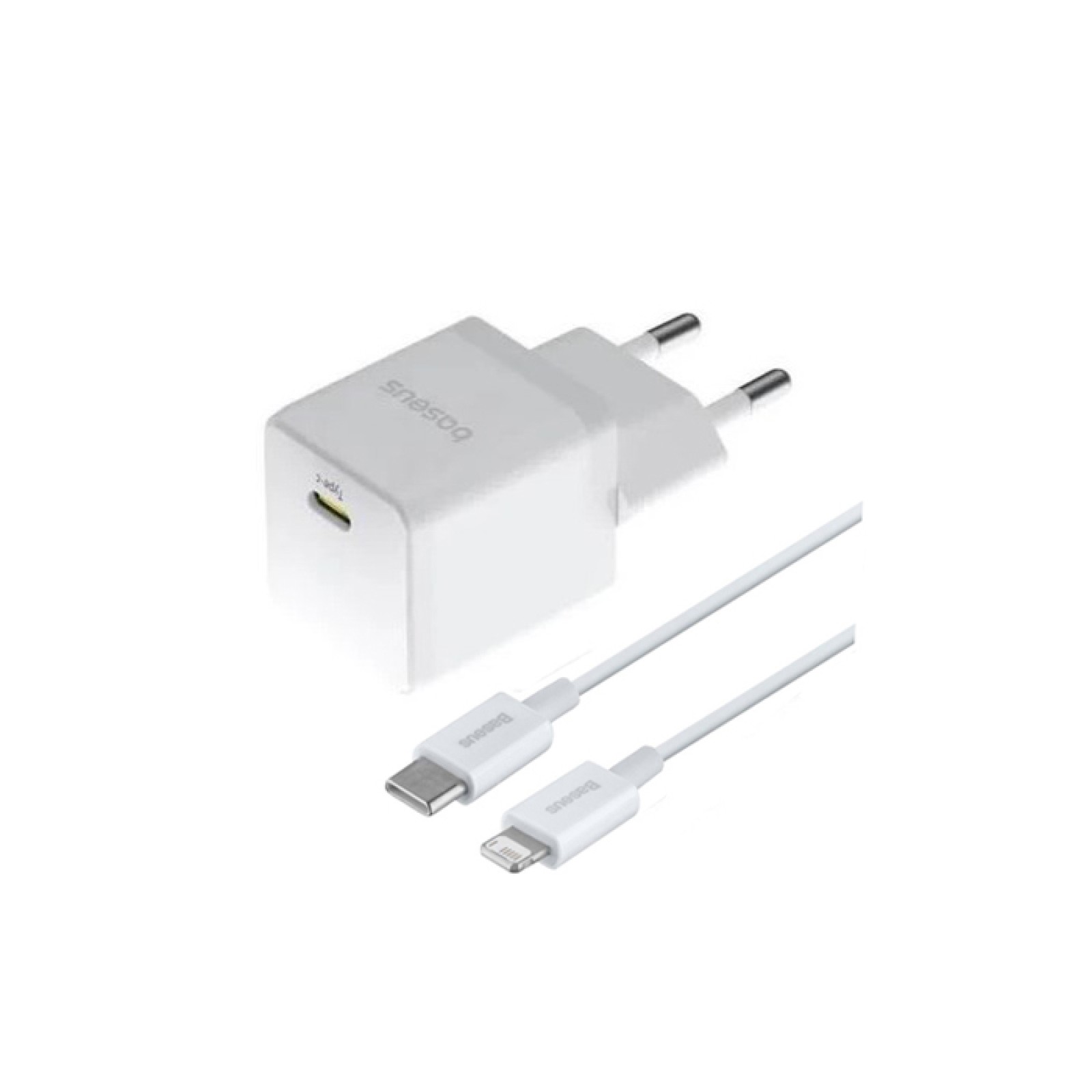 Мережевий зарядний пристрій Baseus Palm USB-C 20 Вт PD + кабель Lightning Білий