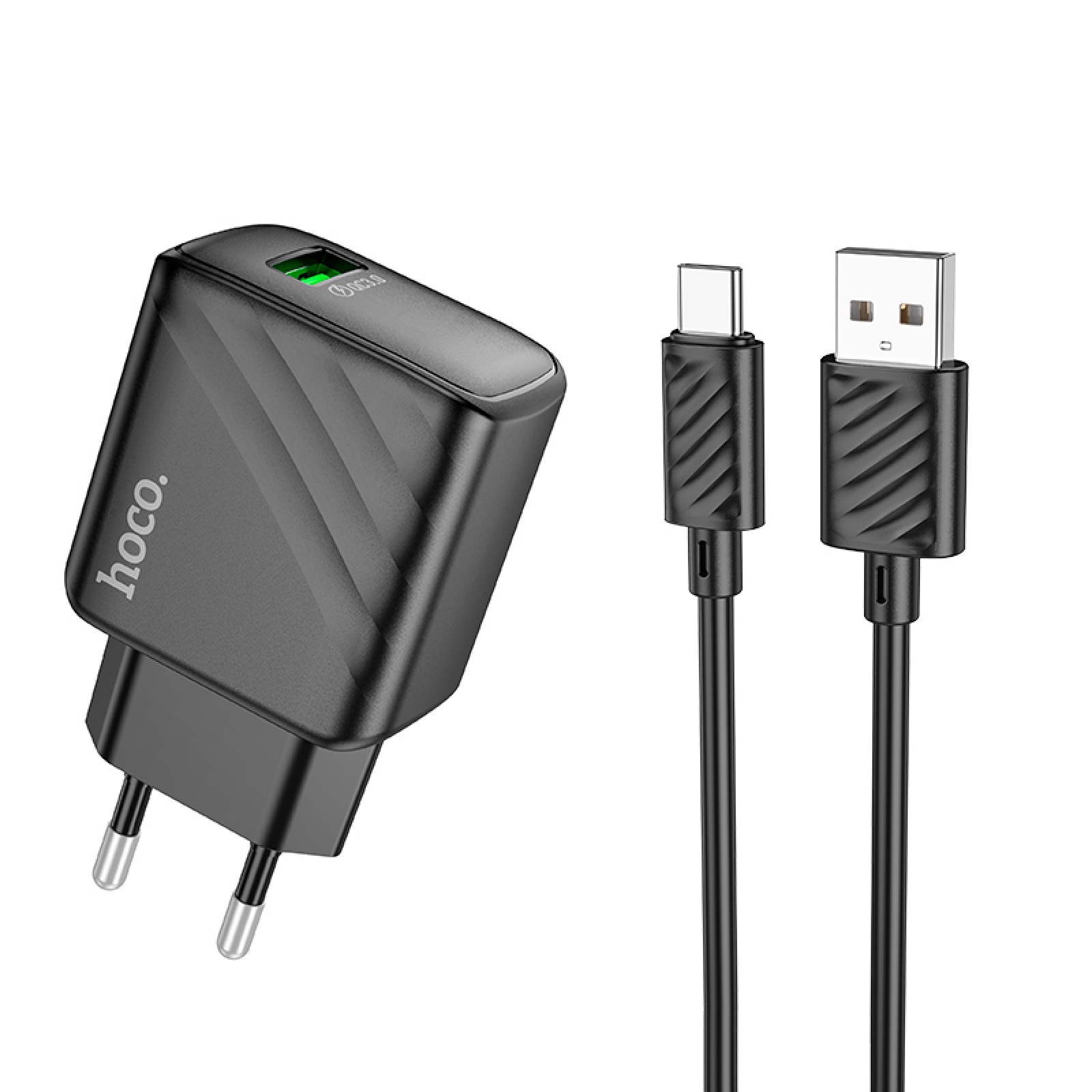 Мережевий зарядний пристрій Hoco CS21A Rich USB-A 18 Вт + кабель Type-C Чорний