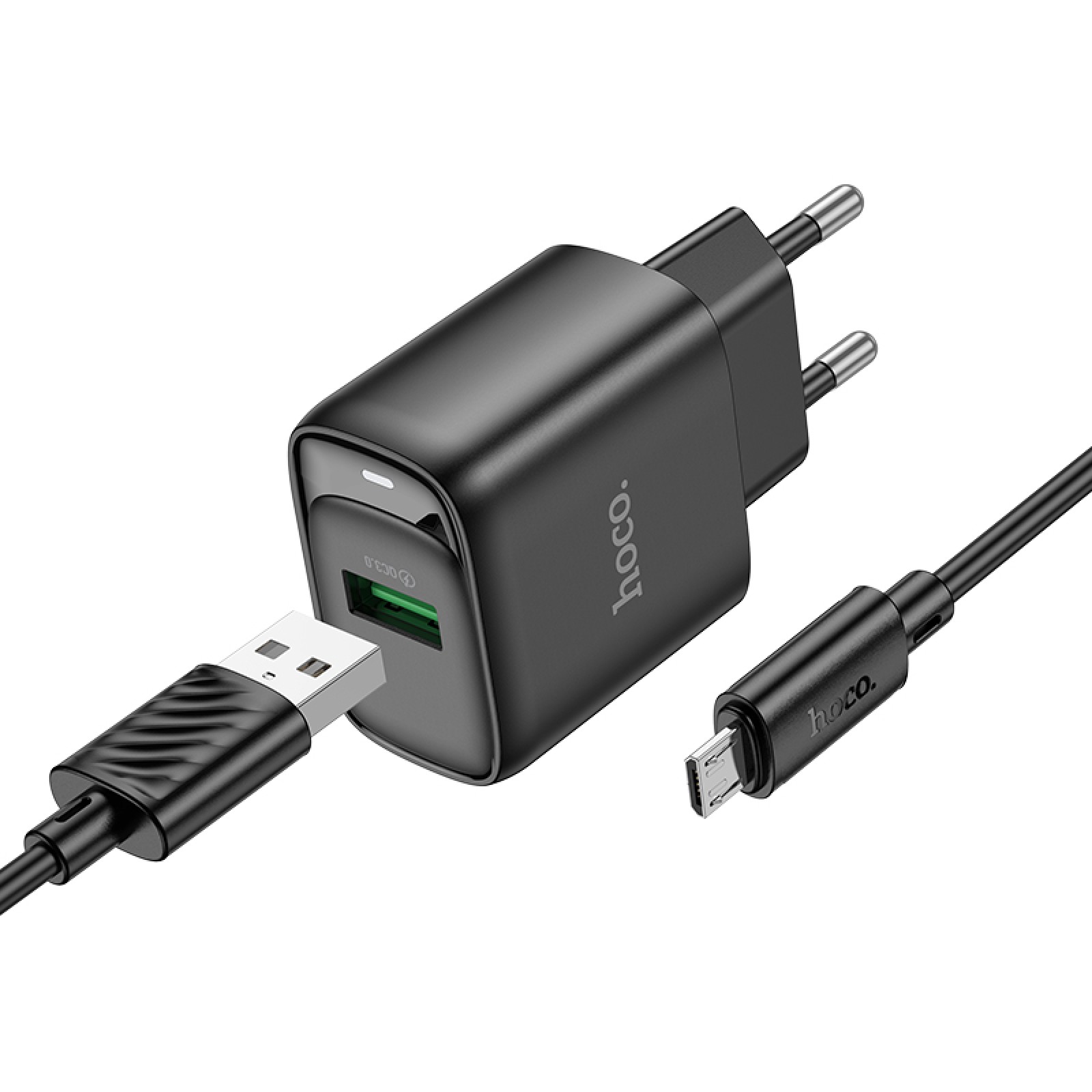 Мережевий зарядний пристрій Hoco C140A Smart USB-A 18 Вт + кабель Micro-USB Чорний