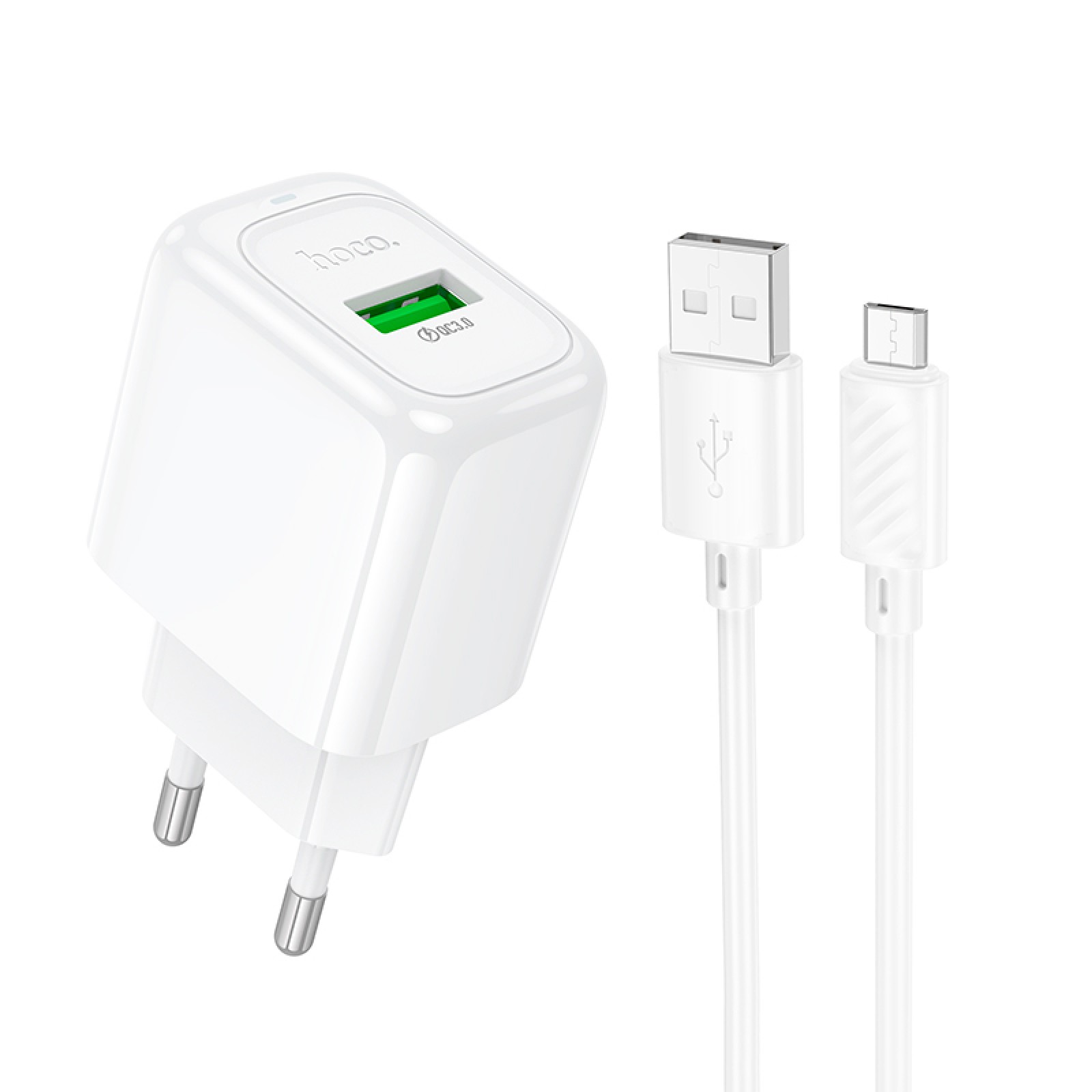 Мережевий зарядний пристрій Hoco CS52A Surplus USB-A 18 Вт + кабель Micro-USB Білий