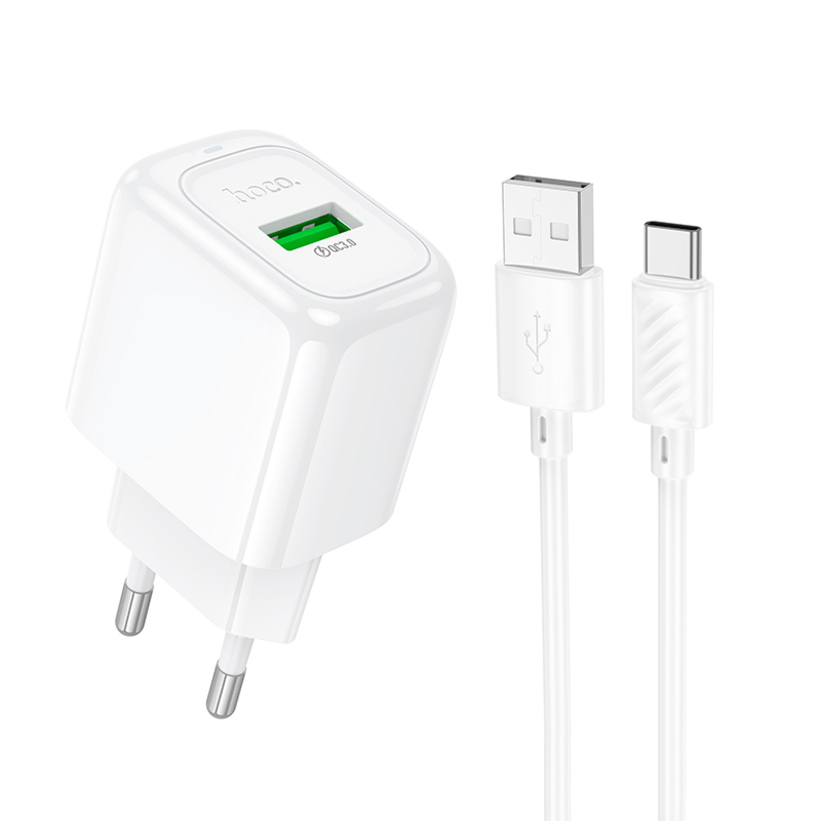 Мережевий зарядний пристрій Hoco CS52A Surplus USB-A 18 Вт + кабель Type-C Білий