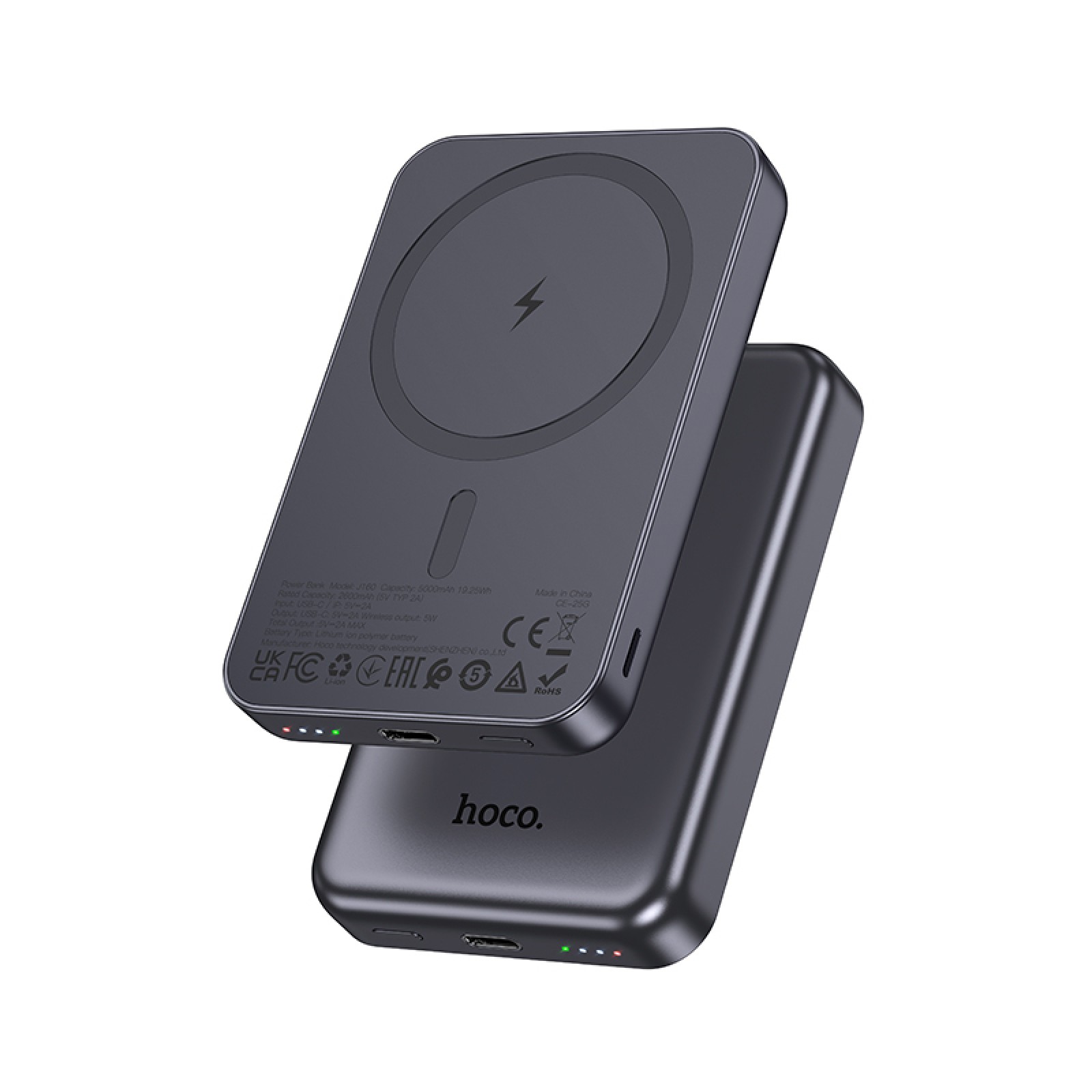 Павербанк Hoco J160 Original 5 000 мА·год MagSafe Сірий металік