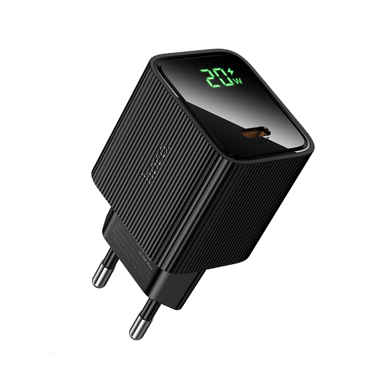 Мережевий зарядний пристрій Hoco CS82A Excellent display USB-C 20 Вт PD Чорний