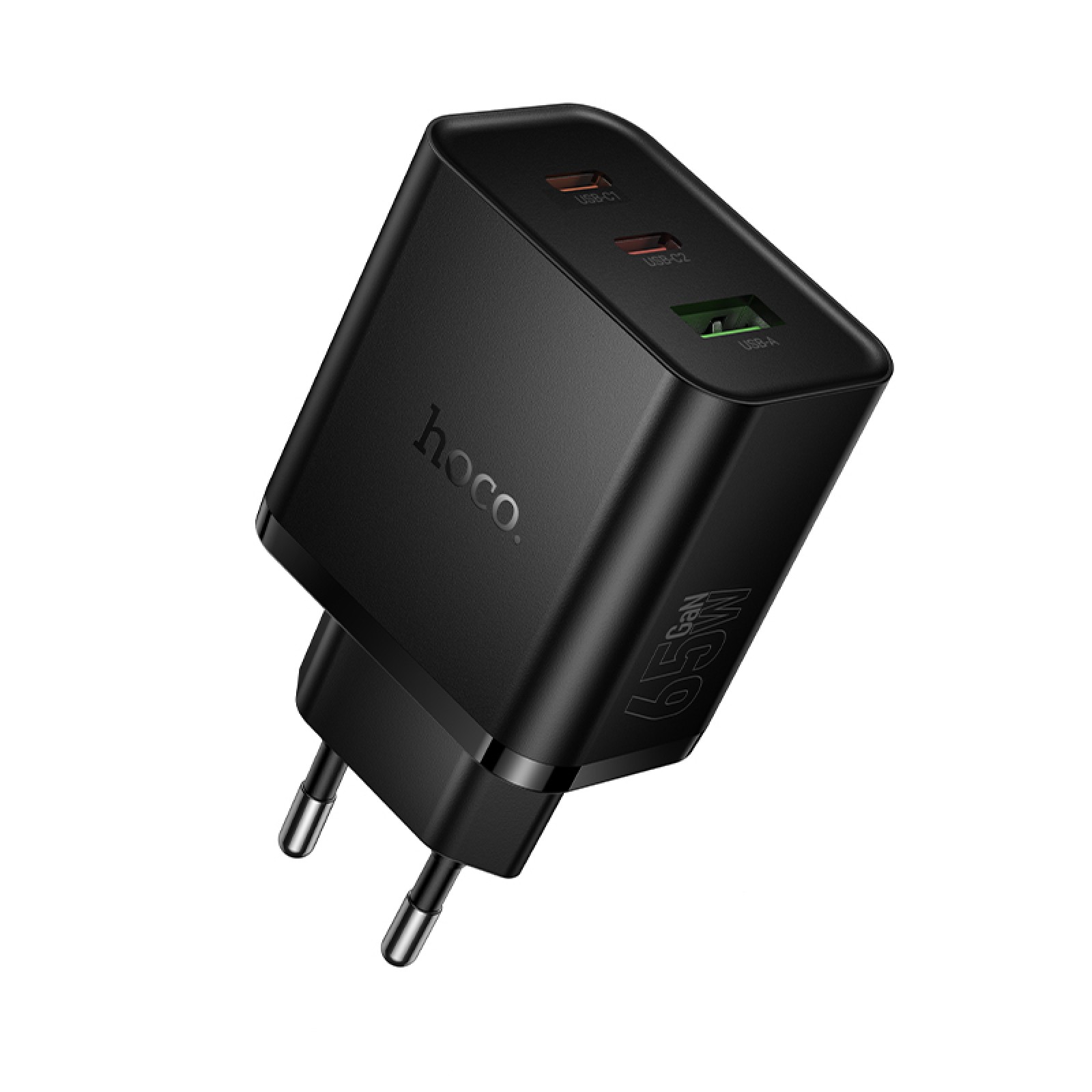 Мережевий зарядний пристрій Hoco N75 Grande USB-A + 2×USB-C 65 Вт PD Чорний