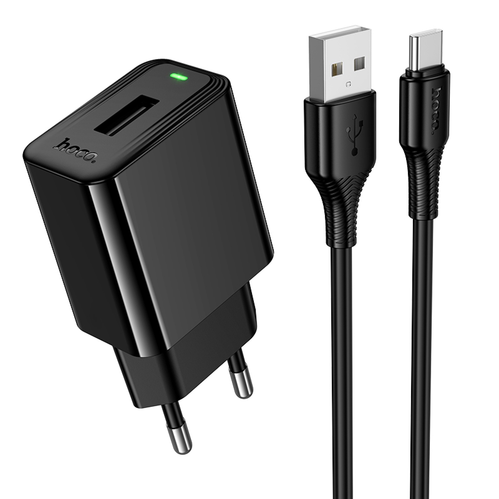 Мережевий зарядний пристрій Hoco CS91A Leader USB-A + кабель Type-C Чорний