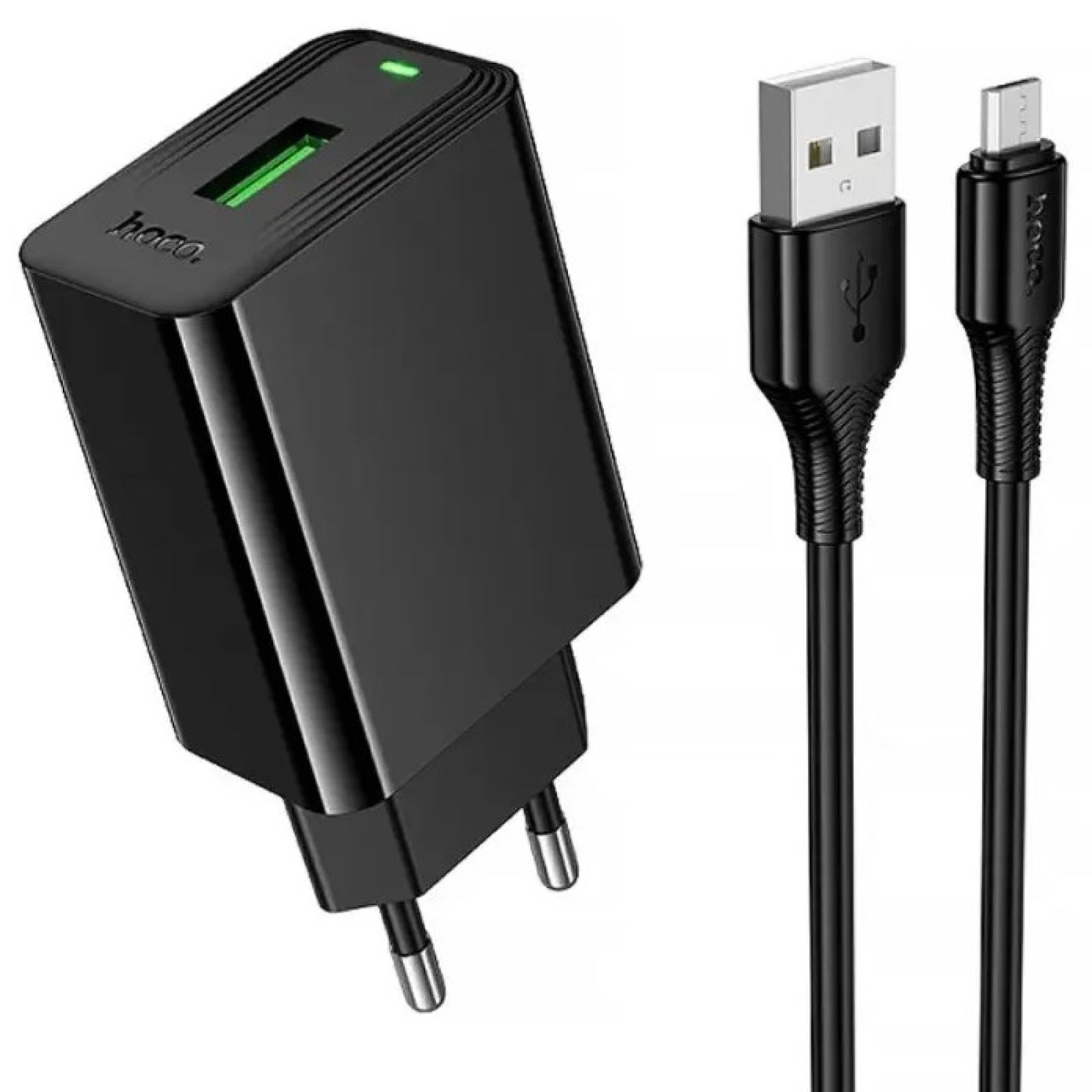 Мережевий зарядний пристрій Hoco CS92A Leader USB-A 18 Вт + кабель Micro-USB Чорний