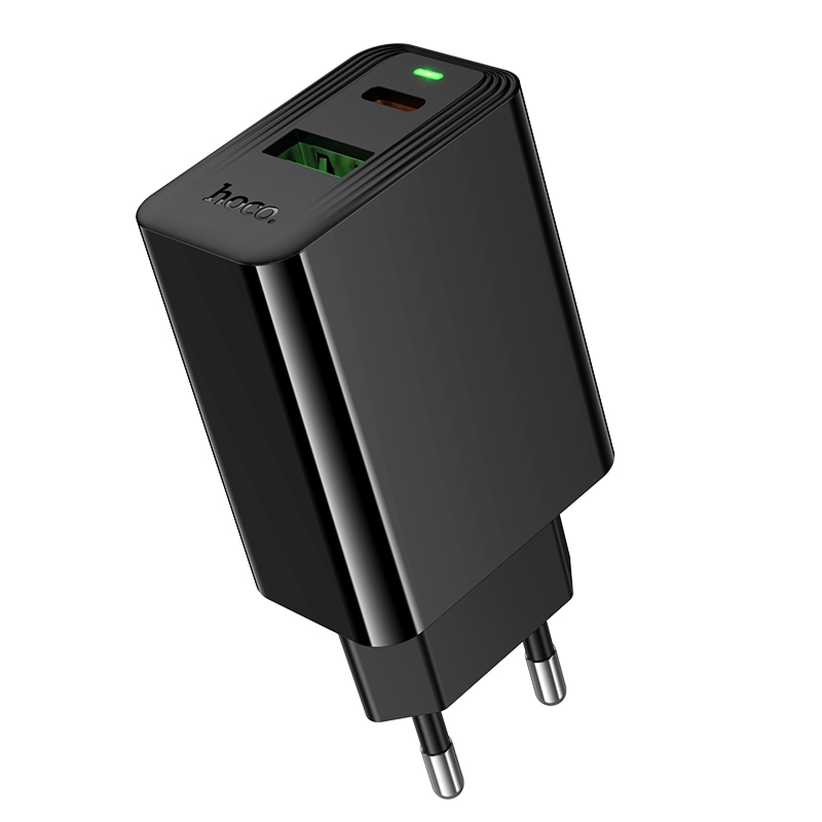 Мережевий зарядний пристрій Hoco CS94A Leader USB-A + USB-C 20 Вт PD Чорний