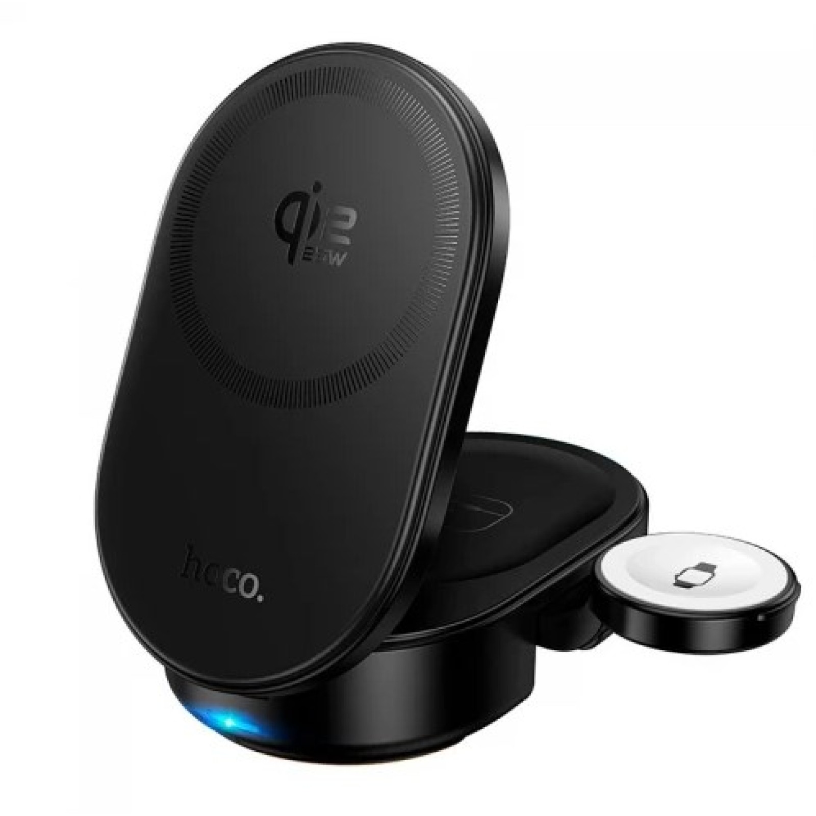 Бездротова зарядна станція Hoco CQ23 Pole 3-в-1 MagSafe Qi2 для iPhone Apple Watch і AirPods 3 в 1 Чорний
