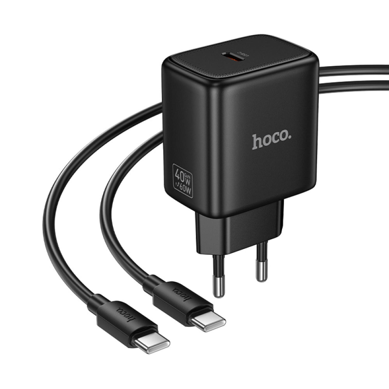 Мережева зарядка Hoco N83 Profit PD 40 Вт 1 USB-C з кабелем Type-C — Type-C Чорна