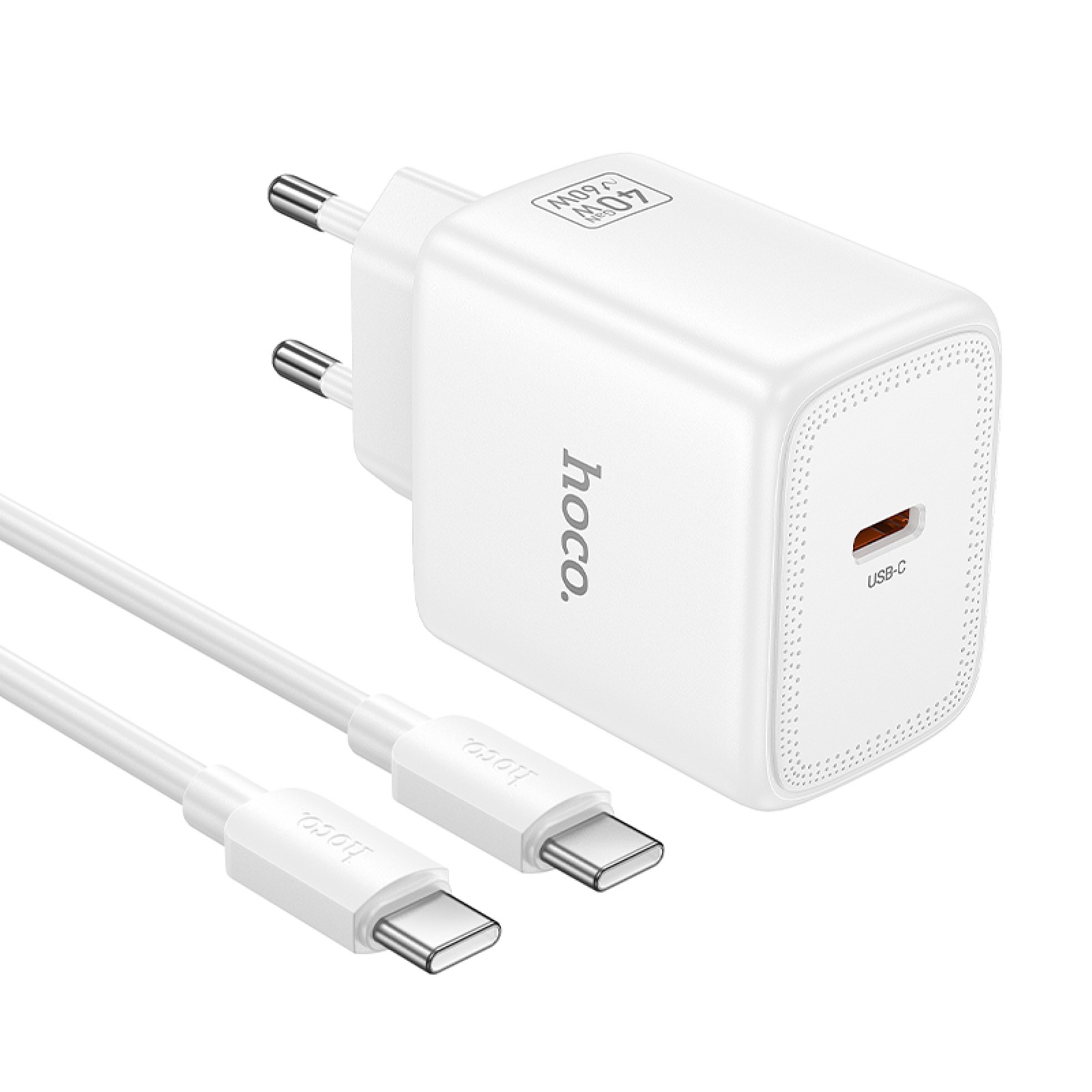 Мережева зарядка Hoco N83 Profit PD 40 Вт 1 USB-C з кабелем Type-C — Type-C Біла