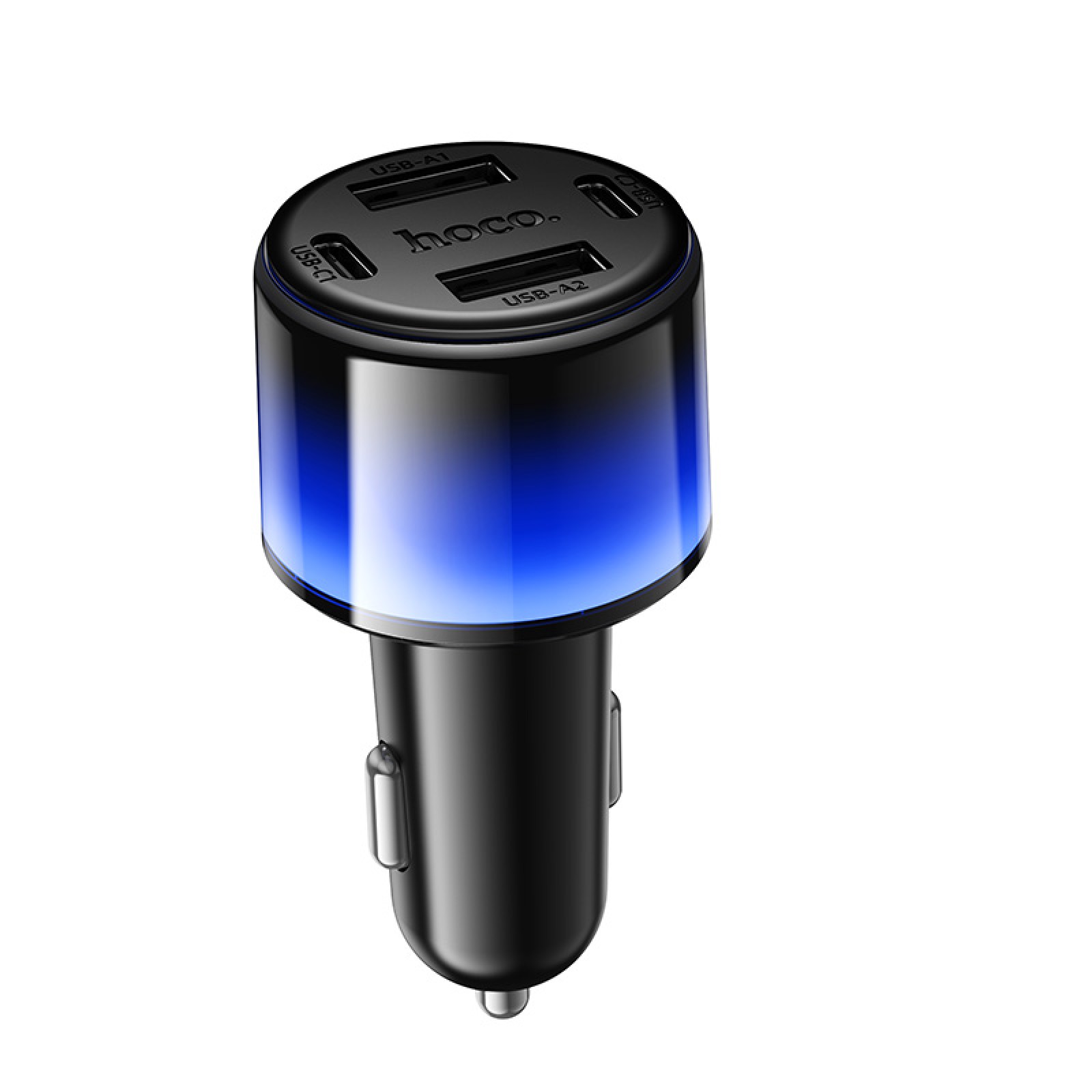 Автомобільна зарядка HOCO Z69 Vivido 24 Вт 2 USB-C + 2 USB-A з двома гніздами прикурювача Чорна