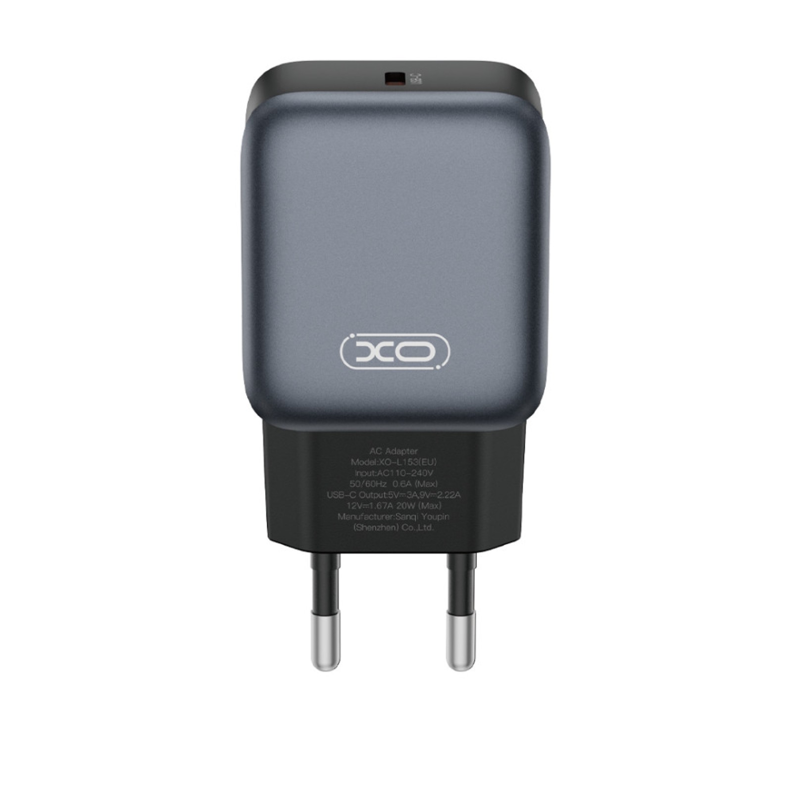Мережевий зарядний пристрій XO L153 USB-C 20 Вт PD Чорний