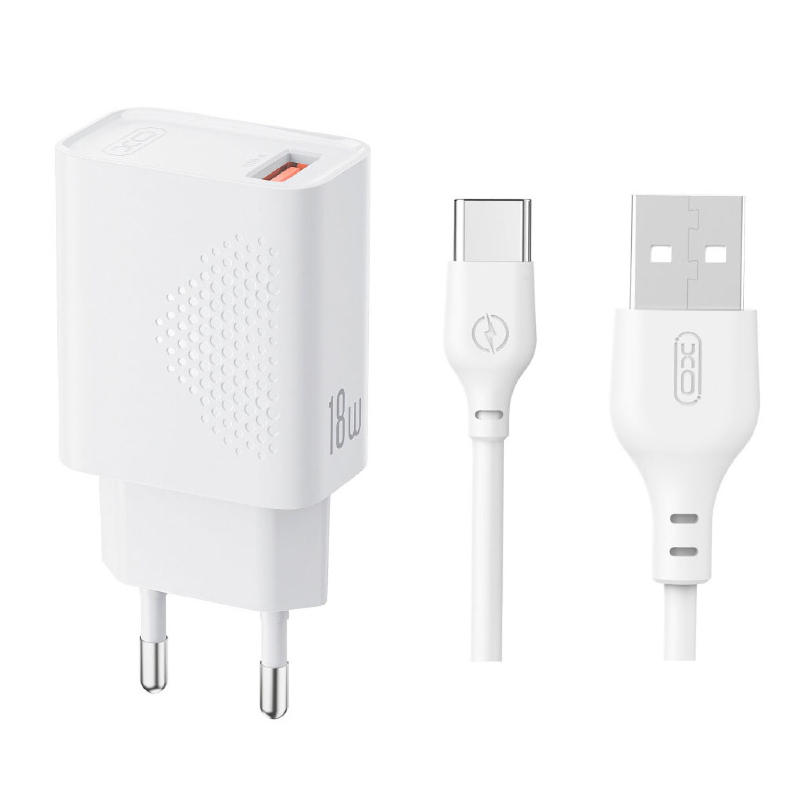 Мережевий зарядний пристрій XO L159 USB-A 18 Вт + кабель Type-C Білий