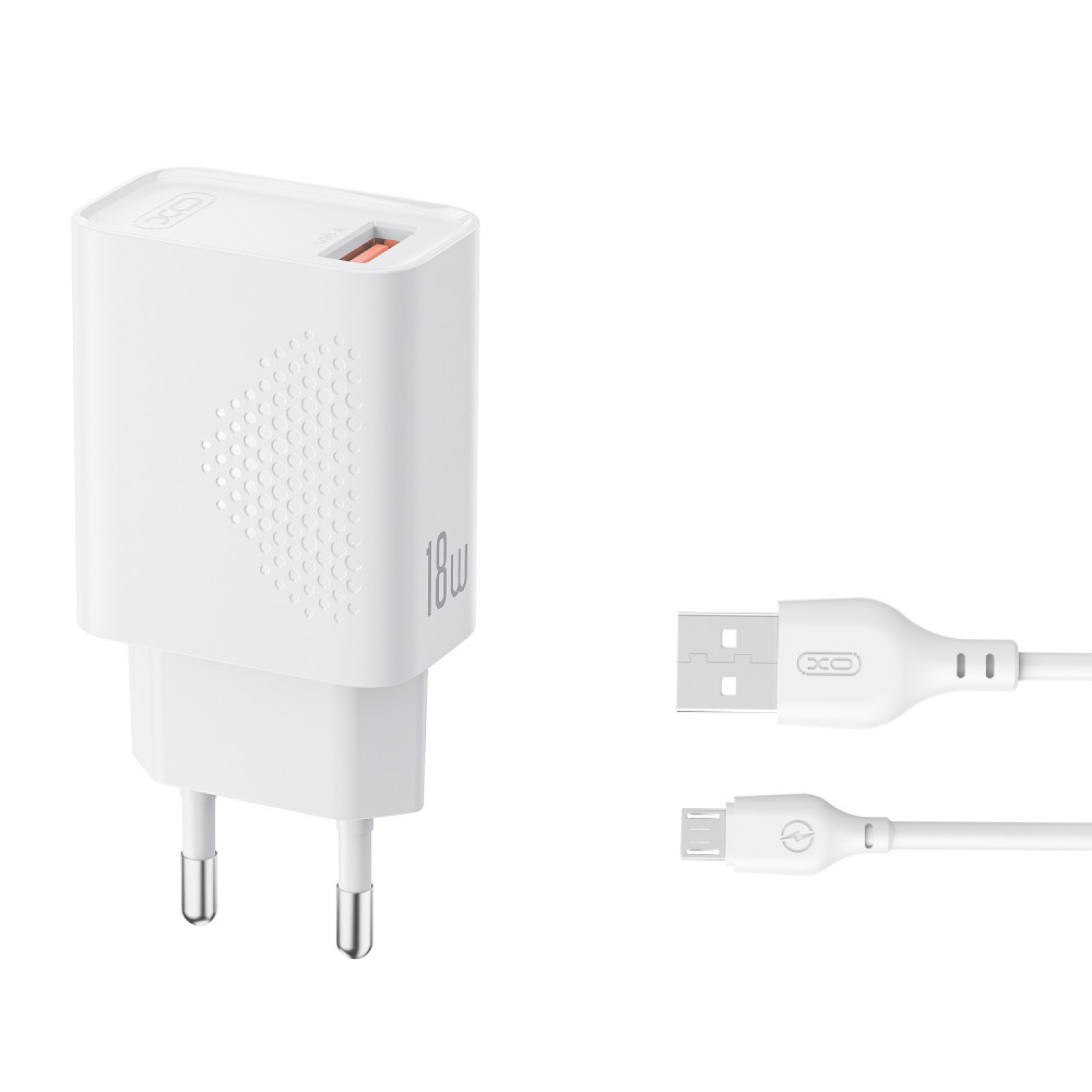 Мережевий зарядний пристрій XO L159 USB-A 18 Вт + кабель Micro-USB Білий