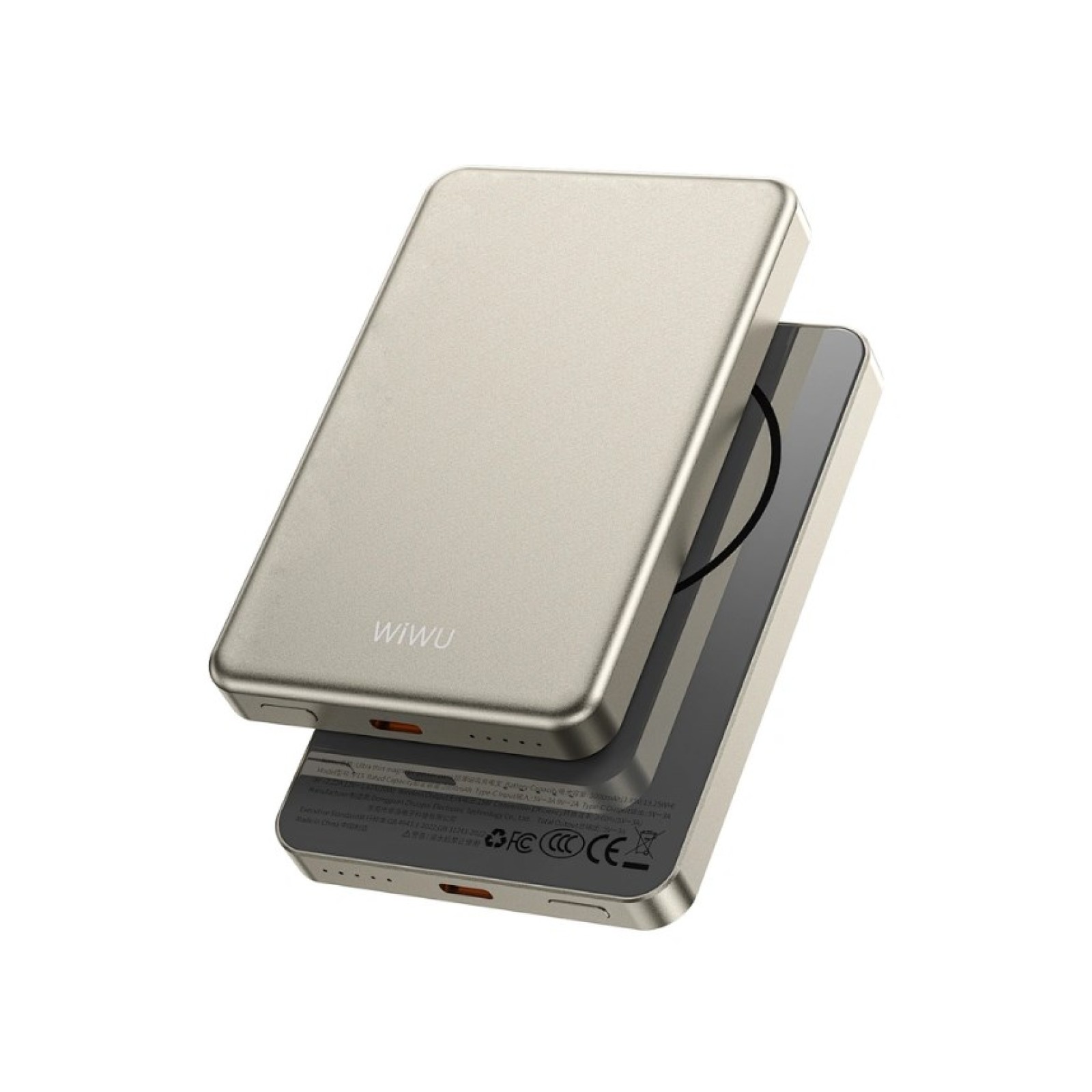 Павербанк WiWU P15 Ultra Thin Magnetic Power Bank 5000 mAh Titanium 20 W Золотий