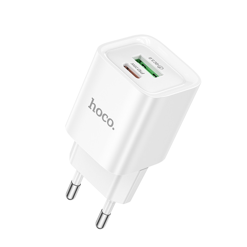 Мережевий зарядний пристрій HOCO C147A Charm + charger (EU) 20 W Білий