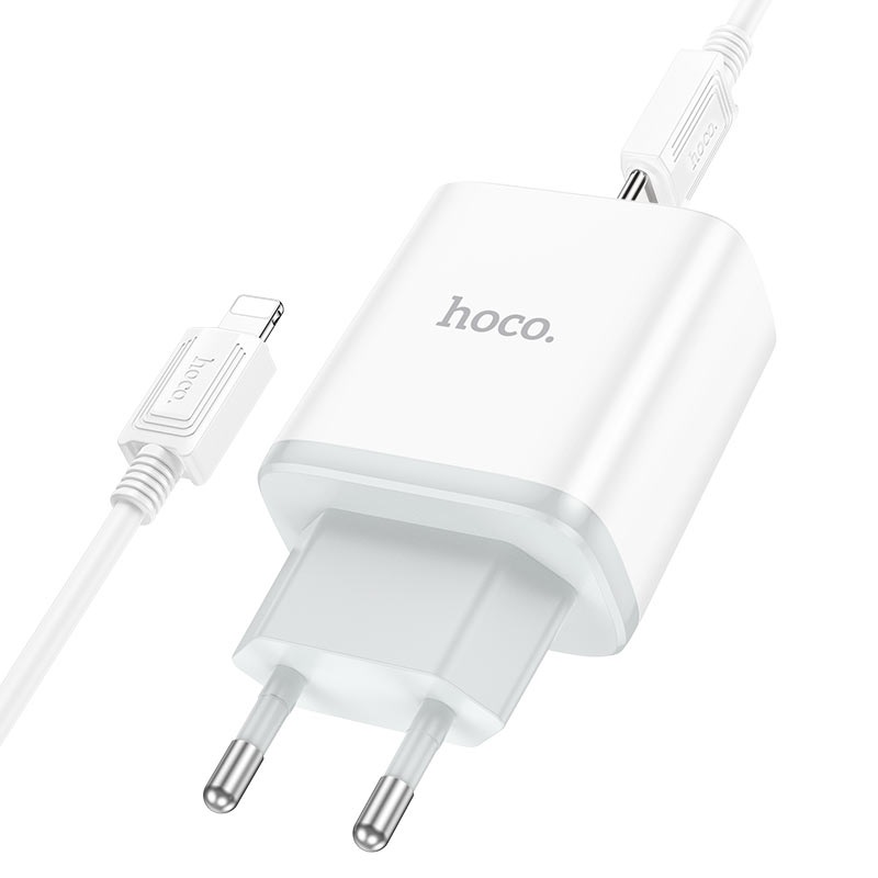 Мережевий зарядний пристрій з кабелем HOCO C104A Stage single port charger set (C to iP)(EU) 20 W Білий