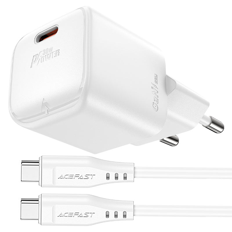 Мережевий зарядний пристрій ACEFAST A77 mini 30 W Type-C Білий
