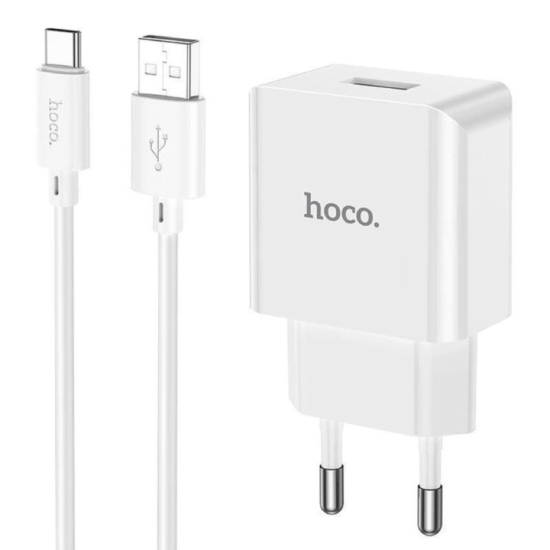 Мережевий зарядний пристрій з кабелем HOCO C106A Leisure single port charger set(Type-C) Білий