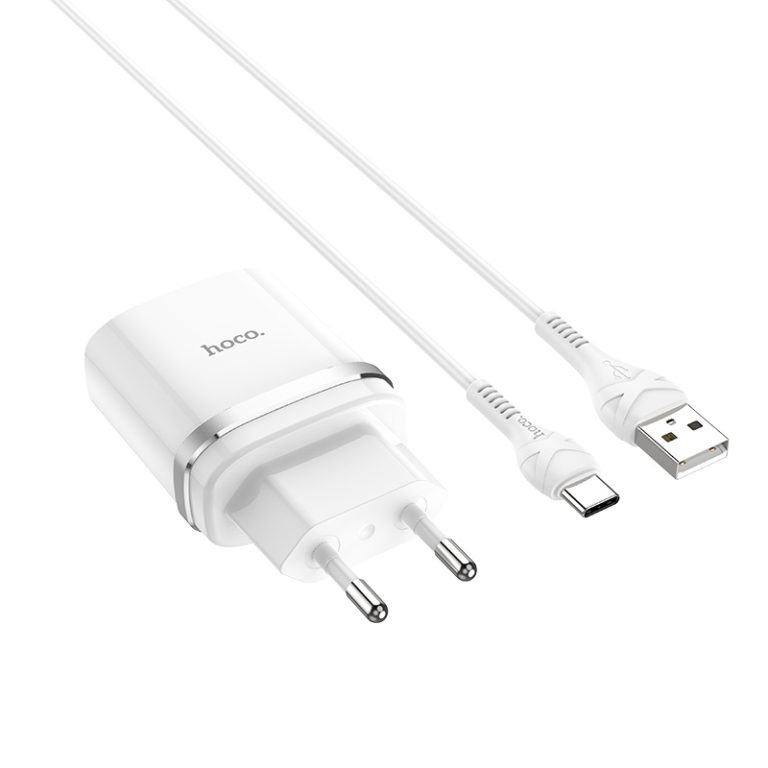 Мережевий зарядний пристрій з кабелем HOCO C12Q Smart charger set(Type-C) 18 W Білий