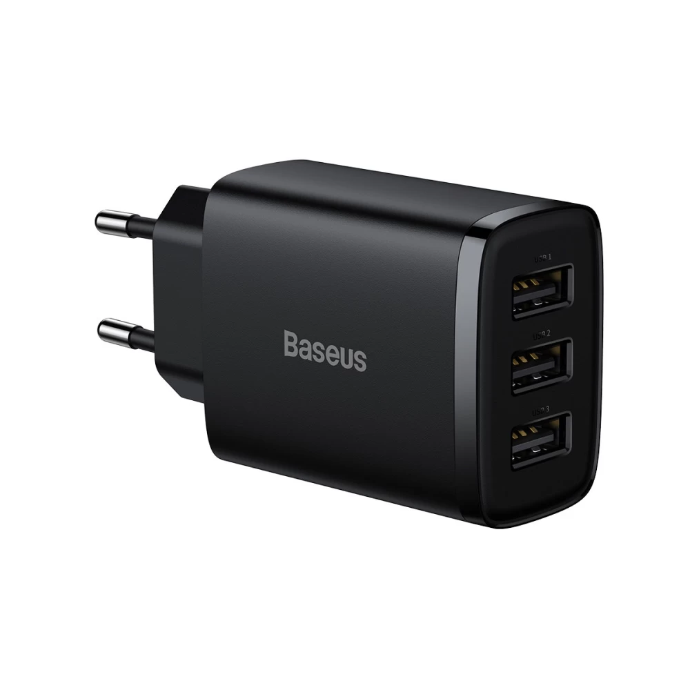 Мережевий зарядний пристрій Baseus Compact Charger 3U EU 17 W Чорний