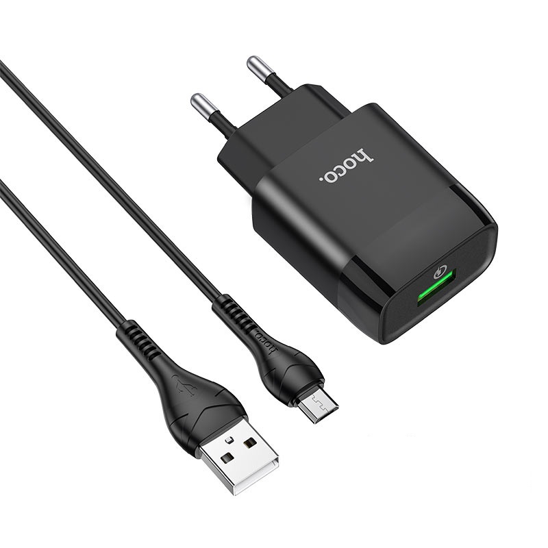 Мережевий зарядний пристрій HOCO C72Q Glorious 18 W Micro-USB Чорний