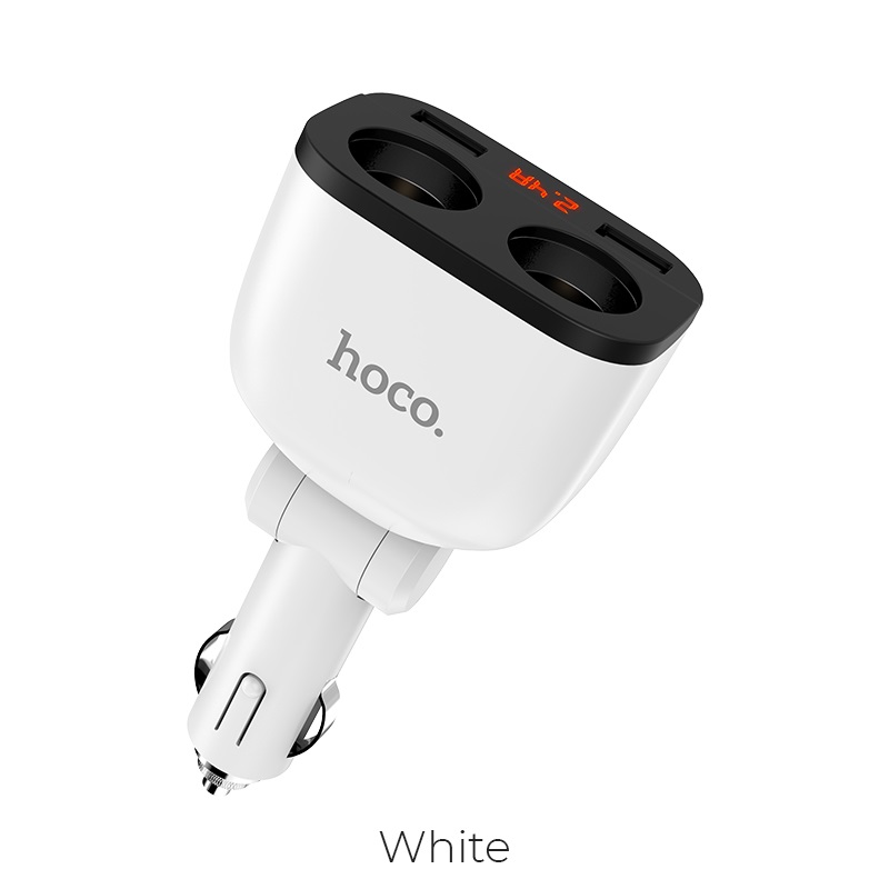 Автомобільний зарядний пристрій HOCO Z28 Power ocean cigarette lighter in-car charger with digital display Білий