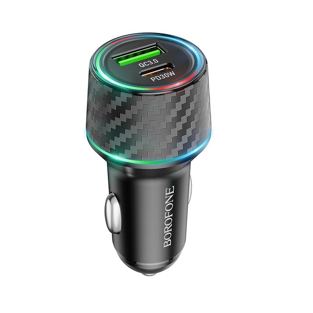 Автомобільний зарядний пристрій BOROFONE BZ21 Brilliant dual port + car charger 48 W Чорний