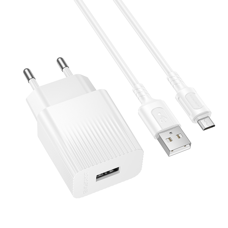 Мережевий зарядний пристрій з кабелем BOROFONE BAS71A Source single-port charger set(Micro) Білий