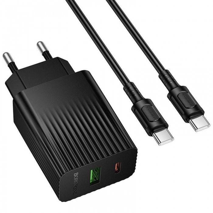 Мережевий зарядний пристрій BOROFONE BAS76A Source + charger set(C to C) 30 W Чорний