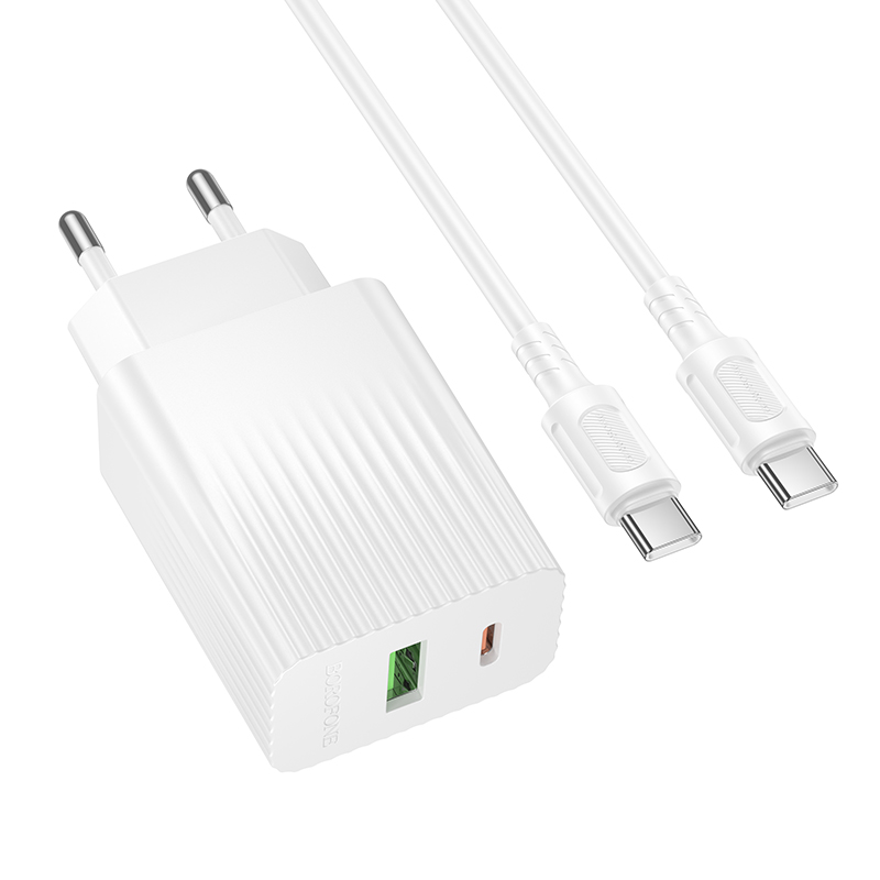 Мережевий зарядний пристрій з кабелем BOROFONE BAS76A Source + charger set(C to C) 30 W Білий