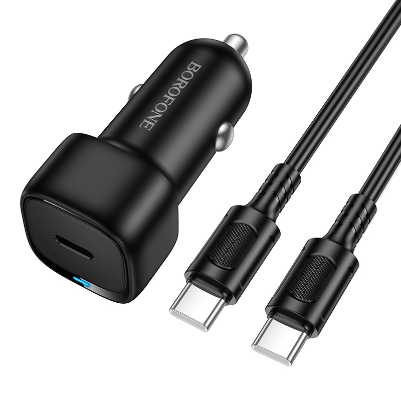 Автомобільний зарядний пристрій BOROFONE BZ34A Cloud single port car charger set (C to C) 20 W Чорний