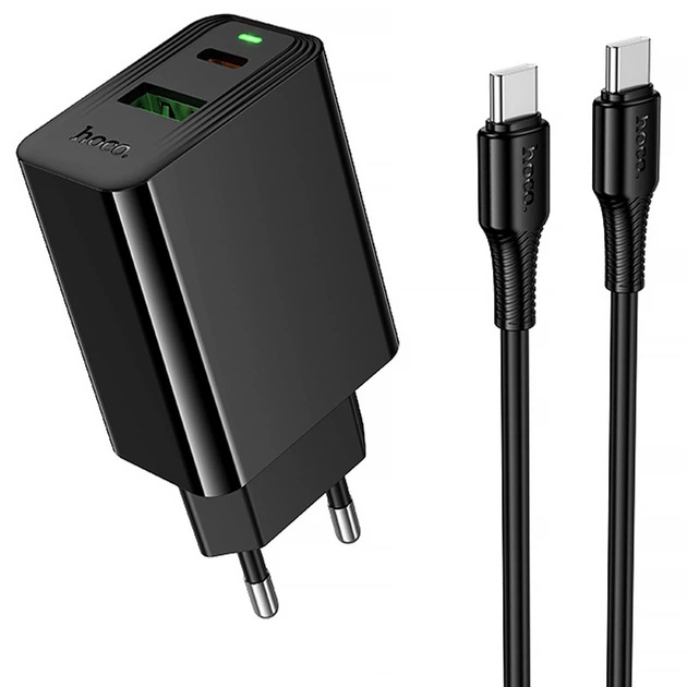 Мережевий зарядний пристрій HOCO CS95A Leader + charger set(C to C) 30 W Чорний