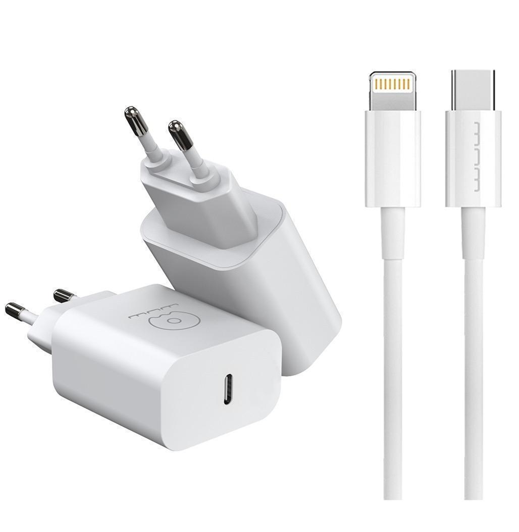 Мережевий зарядний пристрій WUW T81L 20 W Type-C Lightning Білий
