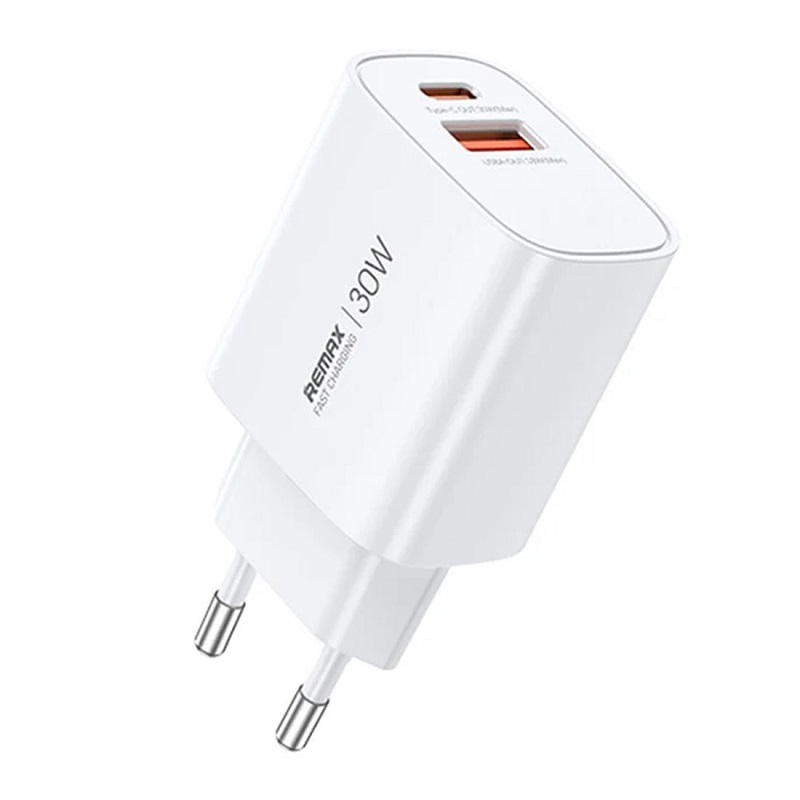 Мережевий зарядний пристрій REMAX GaN Fast Charging Charger A+C U187-AC30W EU White