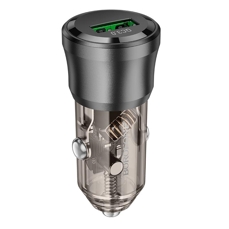 Автомобільний зарядний пристрій BOROFONE BZ23 Noble single-port car charger Transparent Чорний