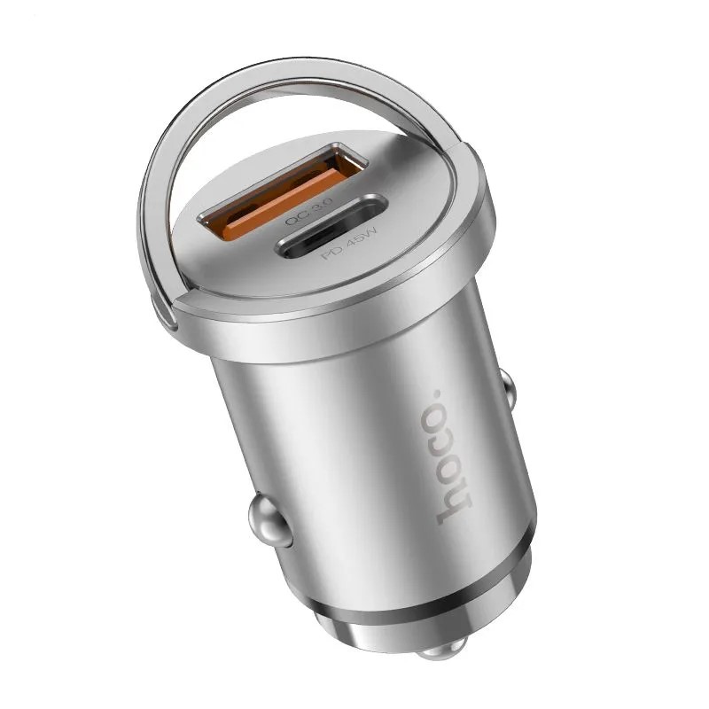 Автомобільний зарядний пристрій HOCO NZ10 Handy 45 W Сріблястий