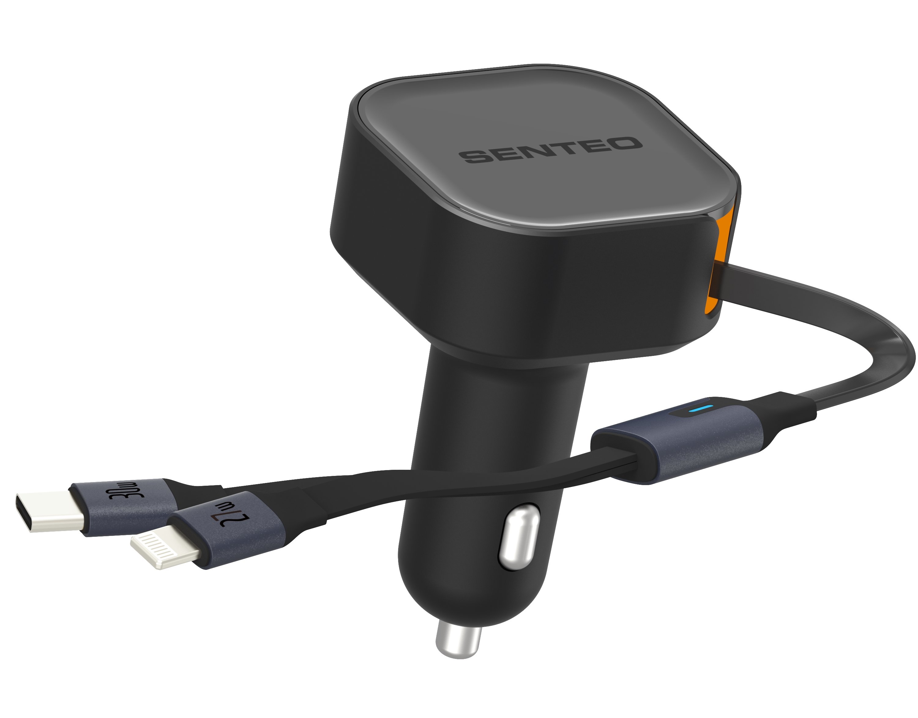 Автомобільний зарядний пристрій Senteo Q-10C Truck Retractable UCB-C+Lighting 30 W Чорний