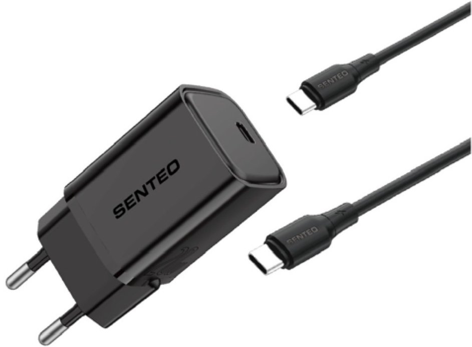 Мережевий зарядний пристрій Senteo S-05C з кабелем Type-C to Type-C 30 W Чорний