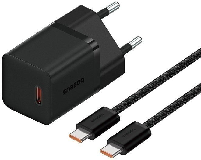 Мережевий зарядний пристрій Baseus GaN5 Mini Fast Charger з кабелем Type-C to Type-C 100 W Чорний