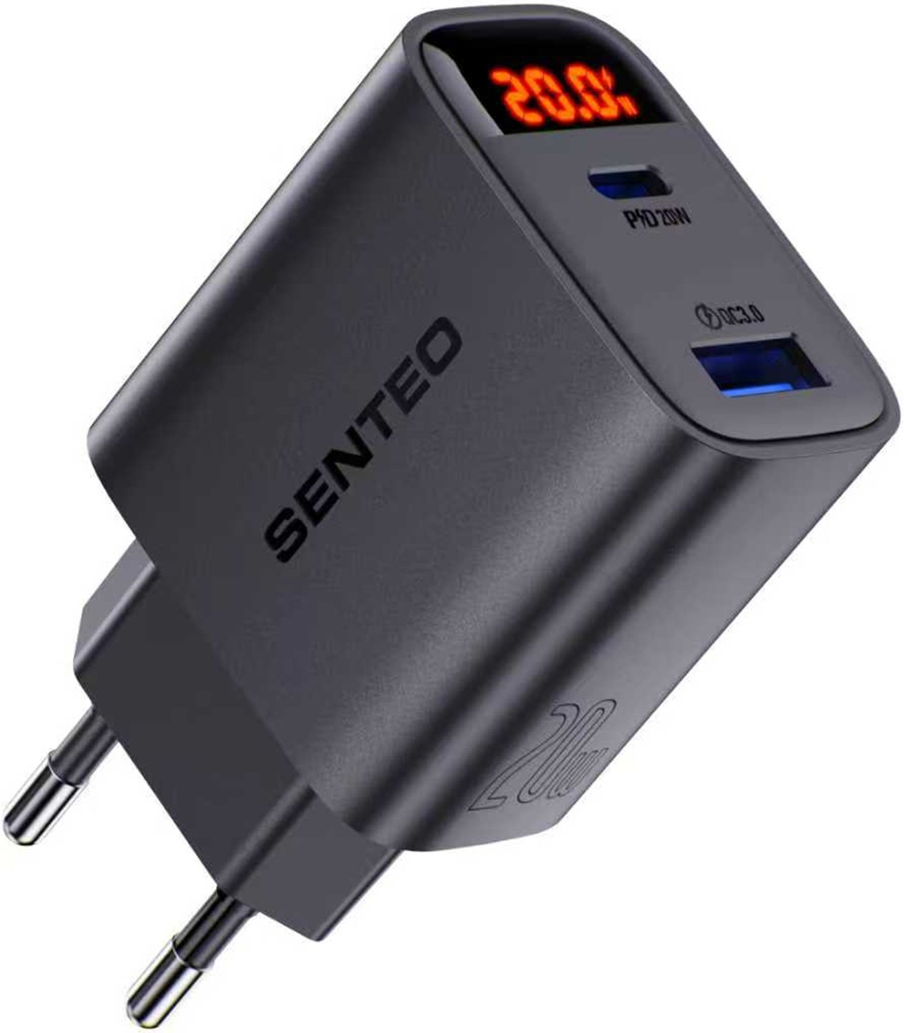 Мережевий зарядний пристрій Senteo L- USB-A/USB-C 20 W Чорний (KS000037462)