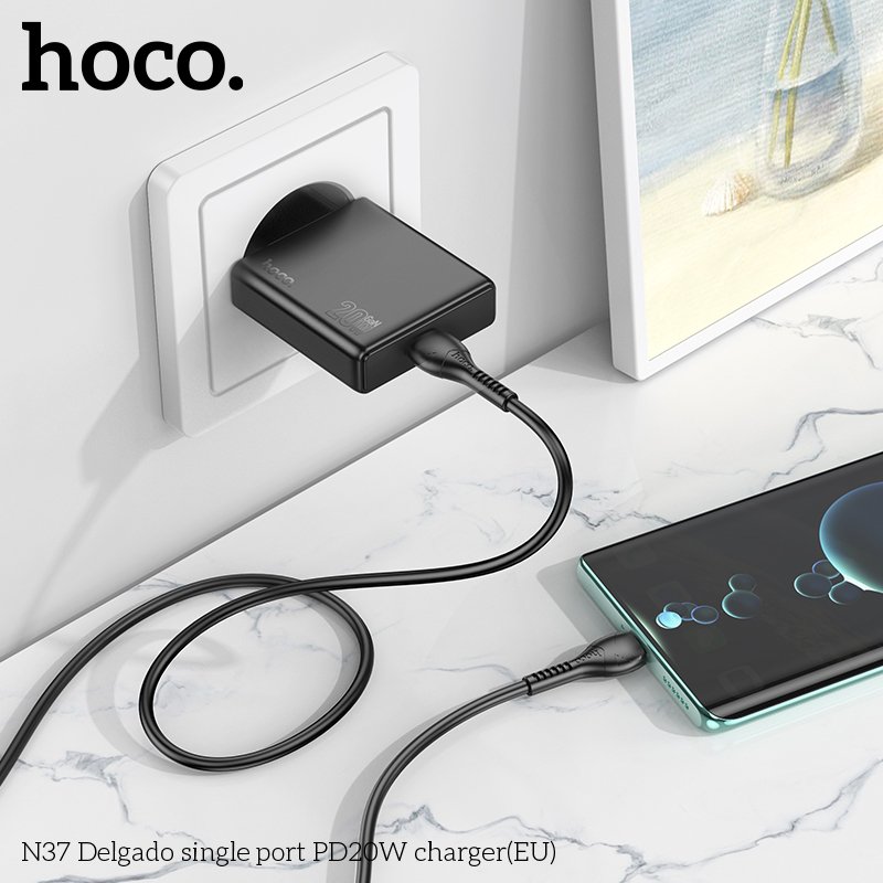Мережевий зарядний пристрій Hoco N37 Delgado 20 W Type-C Чорний