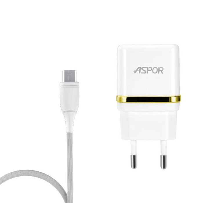 Мережевий зарядний пристрій Aspor A828 з кабелем Type-C Білий
