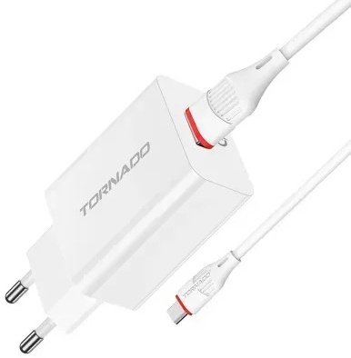 Мережевий зарядний пристрій Tornado TD-15 USB-A з кабелем Micro-USB White (OEM) Білий
